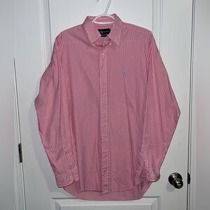 Ralph Lauren Men's Pink and White Striped Shirt